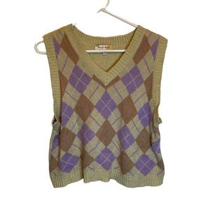 Women's V-Neck Argyle Sweater Vest